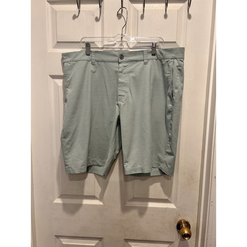 TravisMathew Mens Size 40 Golf Shorts Light Blue Sage Green Slub Stretch Pockets